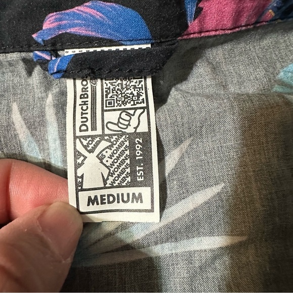 Dutch Bros mens medium button down hawaiian black shirt - Picture 3 of 4